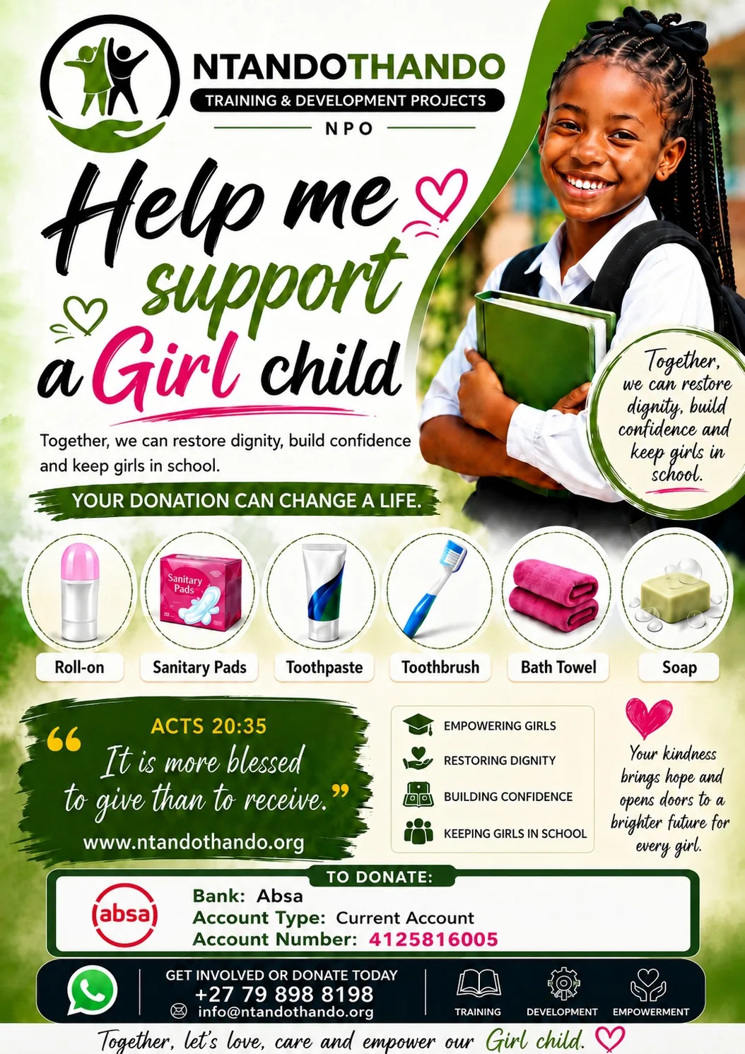 Support a Girl Child campaign poster